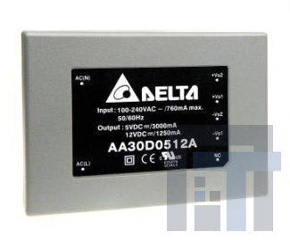 AA30D0512A Модули питания переменного/постоянного тока ACDC POWER MODULE 5Vout, 12Vout, 15W
