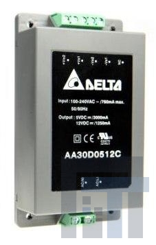 AA30D0512D Импульсные источники питания ACDC POWER MODULE 5Vout, 12Vout, 15W