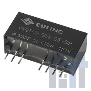 VWQBS2-Q48-S9-SIP Преобразователи постоянного тока в постоянный с изоляцией dc-dc isolated, 2 W, 18~72 Vdc input, 9 Vdc, 222 mA, single output, SIP