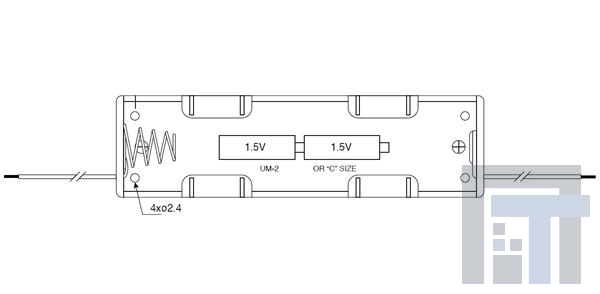 12BH225A-GR Контакты, защелки, держатели и пружины для цилиндрических батарей 2 C CELLS W/6