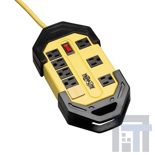 TLM812GF Сетевые удлинители  8 Outlet Yellow 12' cord GFCI Plug