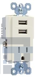 TM8USBLACC6 Сетевые удлинители  2 USB 2.1A 10.5W 15A OUTLET-ALMOND