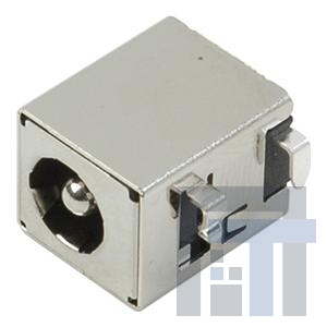 PJ-069B-SMT-TR Соединители питания для постоянного тока power jack, 2.5 x 5.5 mm, horizontal, mid mount SMT, 1 switch, w/ shielding, T/R packaging