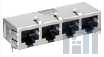 203185 Модульные соединители / соединители Ethernet 8P 4PORT R/A SHLD RJ45