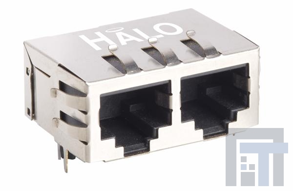 HFJ12-E2450ER-L11RL Модульные соединители / соединители Ethernet 10/100 1x2 Tab Down Ganged RJ45 G/G LED