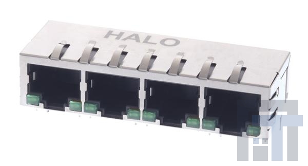 HFJ14-E2450ERL Модульные соединители / соединители Ethernet 10/100 1x4 Tab Down Ganged RJ45 No LED