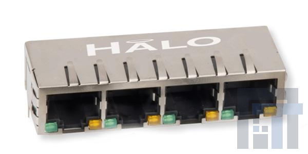 HFJ14-E2450GR-L12RL Модульные соединители / соединители Ethernet 10/100 1x4 Tab Down Ganged RJ45 G/Y LED