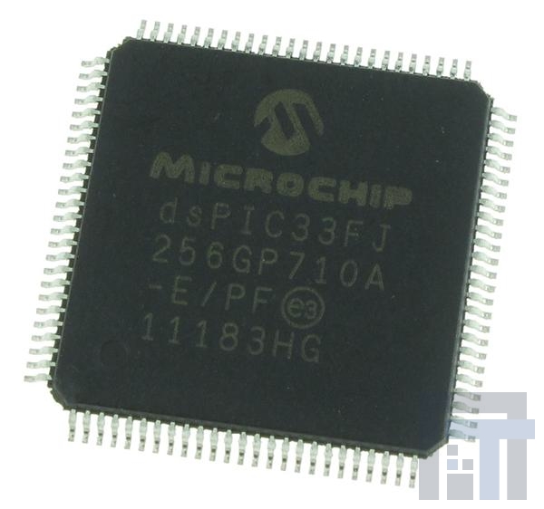 DSPIC33FJ256GP710A-E-PF Процессоры и контроллеры цифровых сигналов (DSP, DSC) 16Bit 40MIPS 256KB Flash