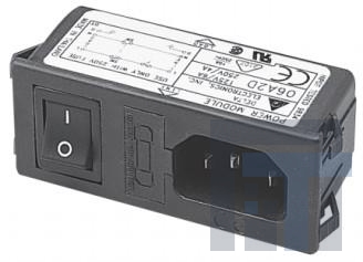 06A2D Модули подачи электропитания переменного тока PEM 115/250VAC 6A Plastic/DP Switch