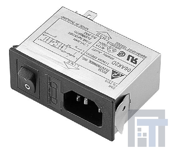 06AK2D Модули подачи электропитания переменного тока PEM EMI Filter 6A Snap-In DP Switch