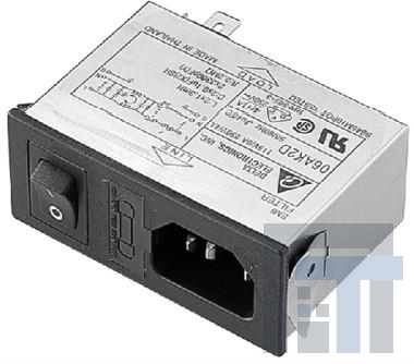 06AR2 Модули подачи электропитания переменного тока PEM EMI Filter 6A Snap-In SP Switch