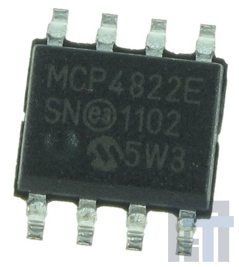 MCP4822-E-SN Цифро-аналоговые преобразователи (ЦАП)  Dual 12-bit DAC