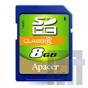 AP8GSDHC6-R Карты памяти SD (HC) CARD 8GB COMMERCIAL CLASS 6