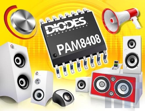 PAM8408DR Усилители звука 2x3W Class D Audio 2.5 to 6V 8mA 24dB