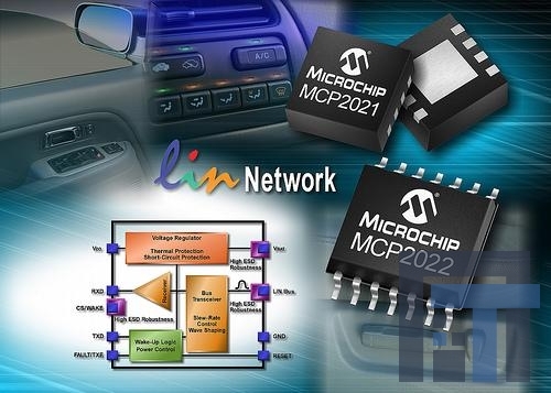 MCP2021-500E-MD Линейные интегральные трансиверы LIN ver 21 Trnsceivr w/ on-brd 5V Vreg