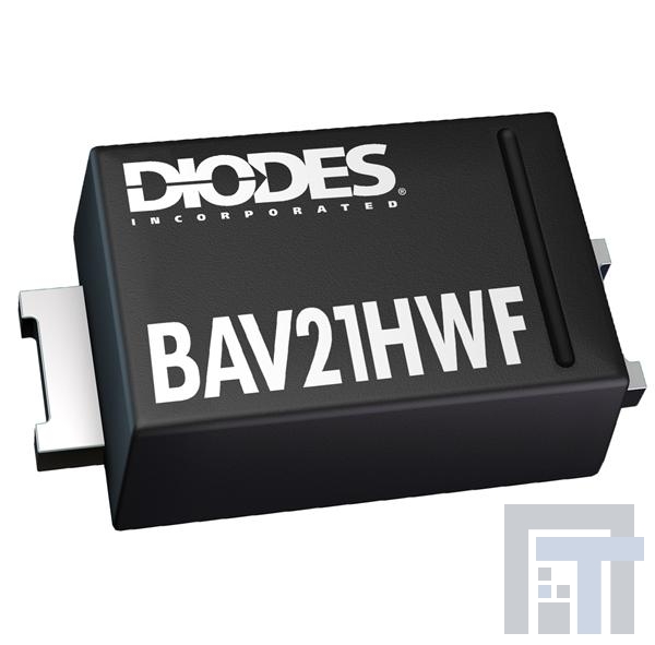 BAV21HWF-7 Диоды - общего назначения, управление питанием, коммутация  250V High Volt 100nA Ir 50ns 350mW