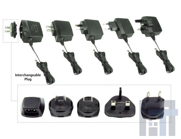 da18-120mp-m2.1 Адаптеры переменного тока настенного монтажа 12v output 18W adpt Intchg DC plug 2.1mm