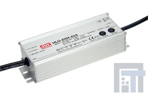 HLG-60H-36B Блоки питания для светодиодов 61.2W 36V 1.7A IP67 Adj W/Cable