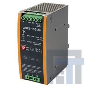 VDRS-150-24 Блок питания для DIN-рейки ac-dc, 150W, 24Vdc, single output, DIN rail