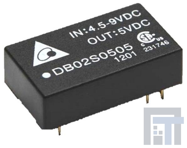 DB02D0505A Преобразователи постоянного тока в постоянный с изоляцией DCDC CONVERTER +/-5Vout 2W