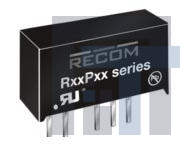 R05P1509D Преобразователи постоянного тока в постоянный с изоляцией 1W 05VIN +15/-9VOUT THT
