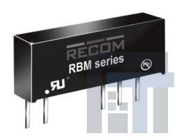 RBM-1215D Преобразователи постоянного тока в постоянный с изоляцией 1W DC/DC MICRO 3kV UNREG 12Vin +/-15out