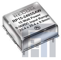 rp15-243.3saw Преобразователи постоянного тока в постоянный с изоляцией 15W DC/DC 1.6kV REG 4:1 9-36Vin 3.3Vout
