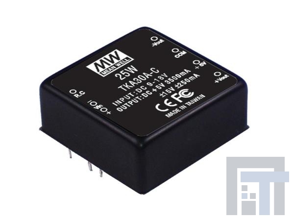 TKA30B-C Преобразователи постоянного тока в постоянный с изоляцией 25W 18-36Vin, +/-15V +/-25-+/-250mA, EMI