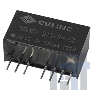 VWRBS2-D12-S9-SIP Преобразователи постоянного тока в постоянный с изоляцией dc-dc isolated, 2 W, 9~18 Vdc input, 9 Vdc, 222 mA, single output, SIP