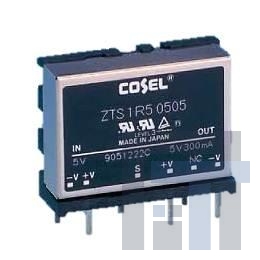 ZTS1R50505 Преобразователи постоянного тока в постоянный с изоляцией 1.5W 5V 0.3A Through Hole