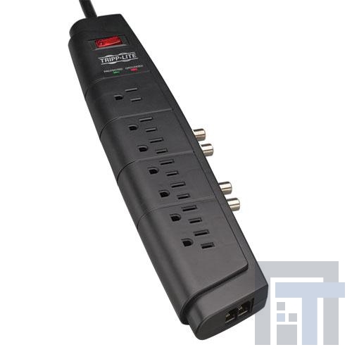 HT706TSAT Сетевые удлинители  Tripp Lite Home Theater Surge Protector Strip 7 Outlet RJ11 Coax 6ft Cord