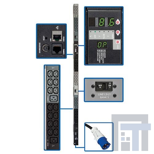 PDU3VN6G30B Сетевые удлинители  PDU 3-Phase Monitored 208V 8.6 kW IEC-309 42 C13; 6 C19 0URM TAA