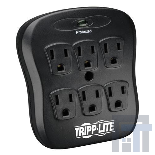 SK6-0B Сетевые удлинители  Tripp Lite Surge Protector Wallmount Direct Plug In 120V 6 Outlet 540 J BLK