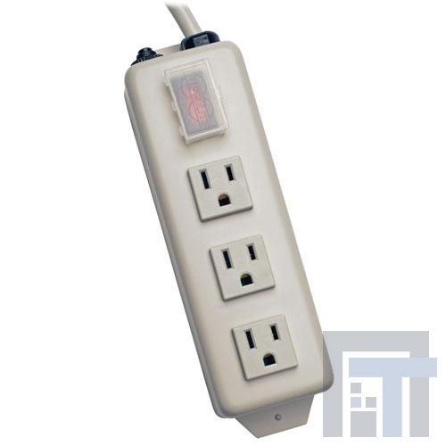 TLM306NC Сетевые удлинители  Tripp Lite Power Strip 120V 5-15R 3 Outlet Metal 6ft Cord 5-15P