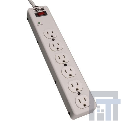 TLM606 Сетевые удлинители  Tripp Lite Surge Protector Strip 120V 6 Outlet Metal 6ft Cord 900 Joule