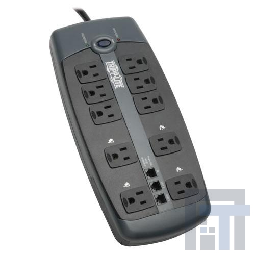 TLP1008TEL Сетевые удлинители  Tripp Lite Surge Protector 120V 10 Outlet RJ11 8ft Cord 2395 Joule