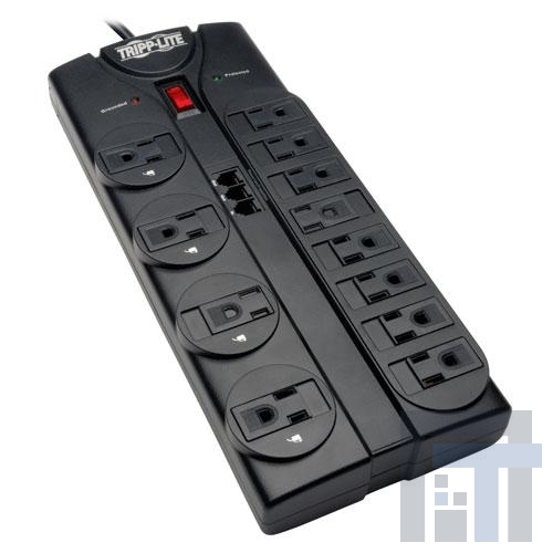 TLP1208TEL Сетевые удлинители  Tripp Lite Surge Protector 12 Outlet 120V RJ11 8ft Cord 2160 Joule