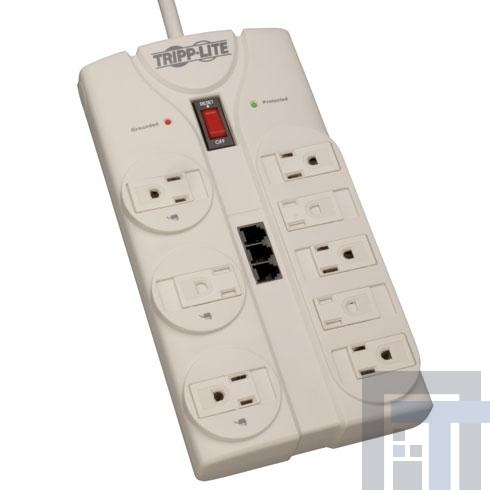 TLP808TELTAA Сетевые удлинители  Tripp Lite Surge Protector 120V 5-15R 8 Outlet RJ11 8ft Cord 2160 J TAA GSA