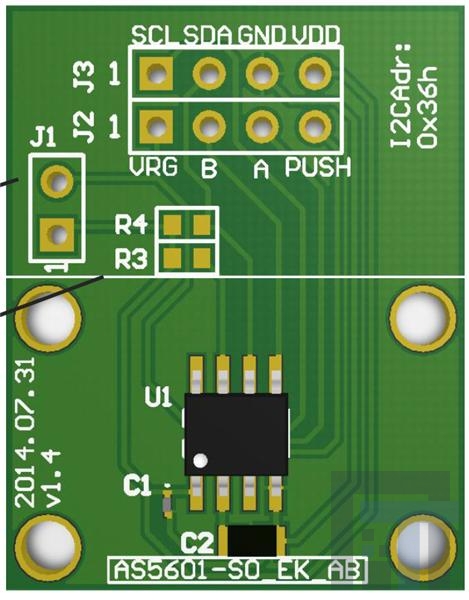 AS5601-SO-EK-AB Инструменты разработки магнитного датчика 12-Bit Rotary Sensor AdapterBRD Dual-Row