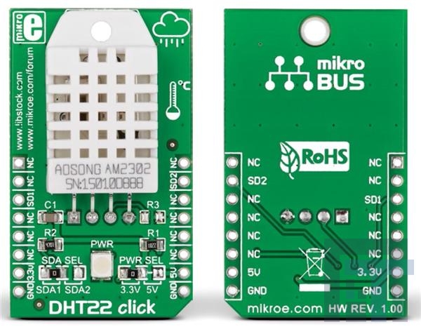 MIKROE-1798 Инструменты разработки многофункционального датчика DHT22 click