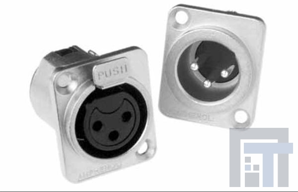 AC3FDZB-AU-BULK Разъемы XLR Metal Panel MNT SOC 3P XLR D Flange BLK