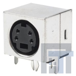 MD-40FC Разъемы DIN mini-DIN, 4P plug, rt, through hole, full shield w/ ferrite filter