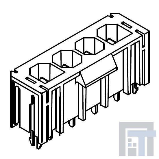 46007-5304 Проводные клеммы и зажимы Sabre 4Ckt RA V0 Hdr dr 093Lk LgTail 1950