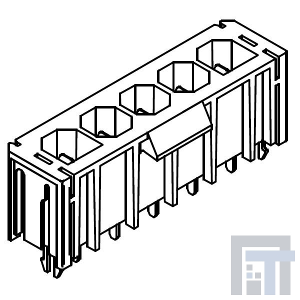 46007-5305 Проводные клеммы и зажимы Sabre 5Ckt RA V0 Hdr dr 093Lk LgTail 1950