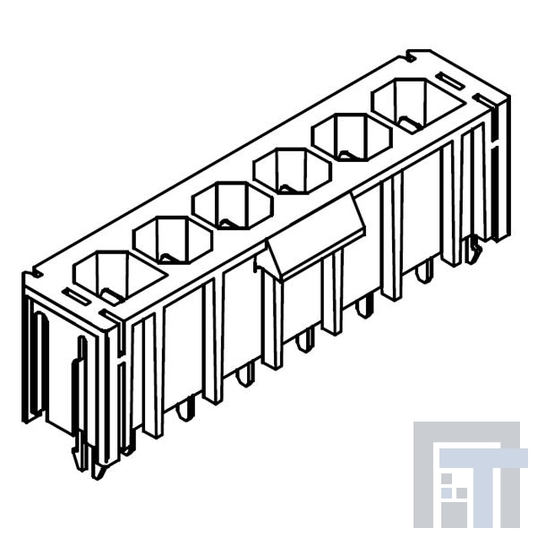 46007-5306 Проводные клеммы и зажимы Sabre 6Ckt RA V0 Hdr dr 093Lk LgTail 1950