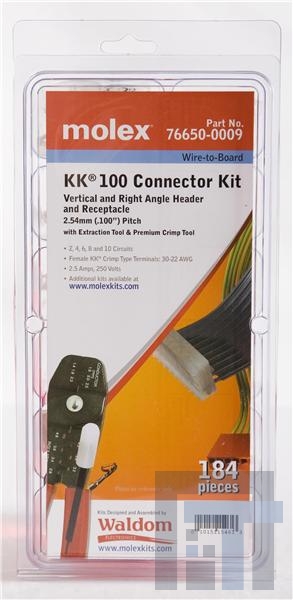 76650-0009 Проводные клеммы и зажимы .100KK CONNECTOR KIT PREM CRIMPTOOL 184PC