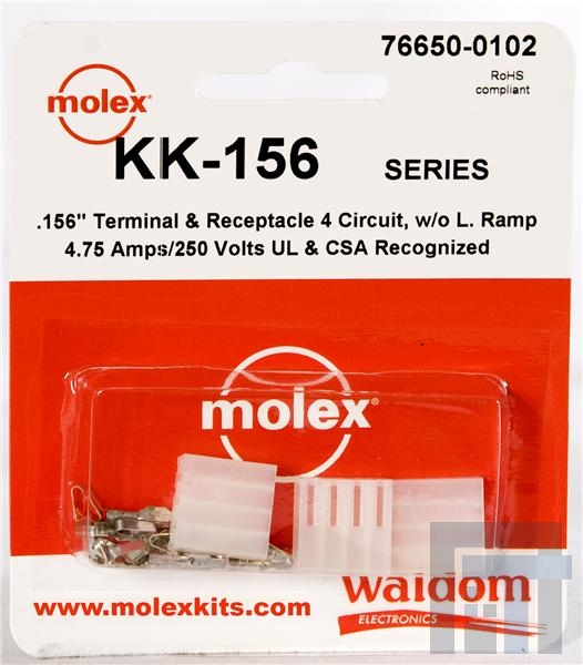 76650-0102 Проводные клеммы и зажимы KK-156 Connector Kit Rec no rmp term 4Ckt