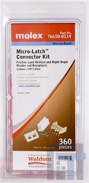 76650-0114 Проводные клеммы и зажимы MicroLatch Conn Kit V and RA Hdr Recpt