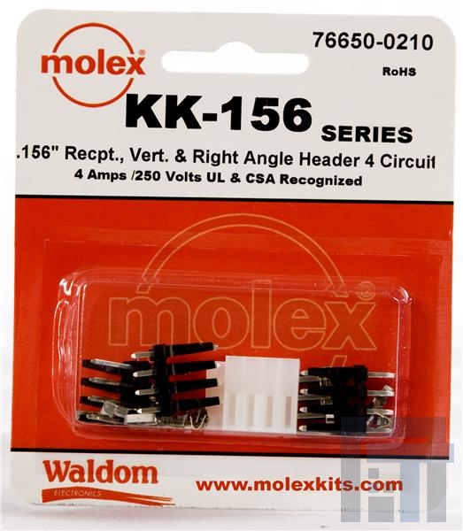 76650-0210 Проводные клеммы и зажимы KK-156 Connector Kit V & RA Hdr Rec 4Ckt