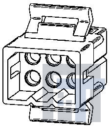 03-09-7062 Разъемы "штырь/гнездо" 093 Pwr Conn Plug Ears Blk 6Ckt